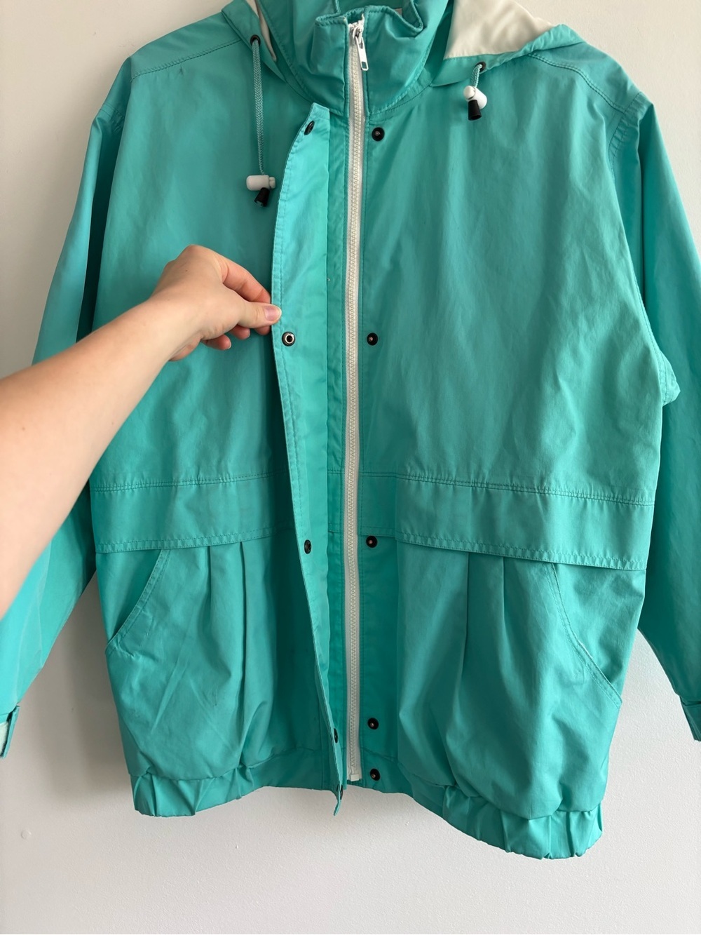 Vintage 90s FarWest Turquoise Lightweight Gore-Tex Windbreaker Rain Jacket - Picture 6 of 14